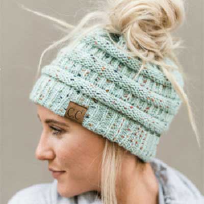 Soft Knit Ponytail Beanie - 100% Handmade